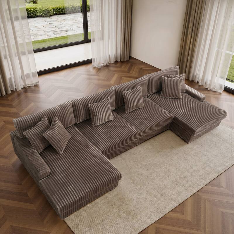 Cotton Flannel 3-Seat Modular Sectional Sofa with Chaise