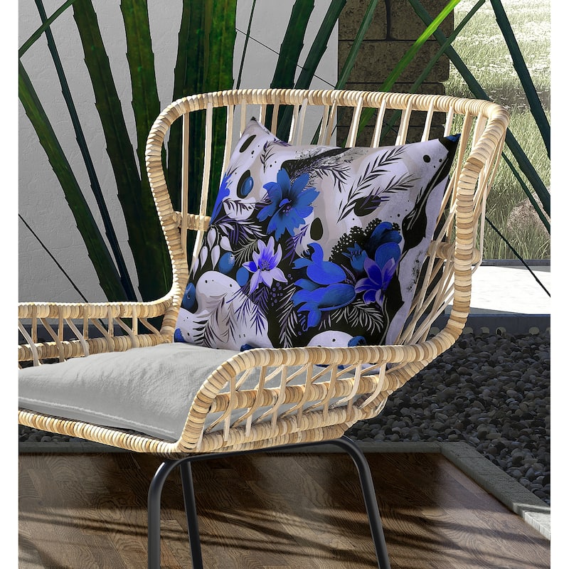 Charming Chronicles Indoor/Outdoor Reversible Throw Pillow Blue and Black