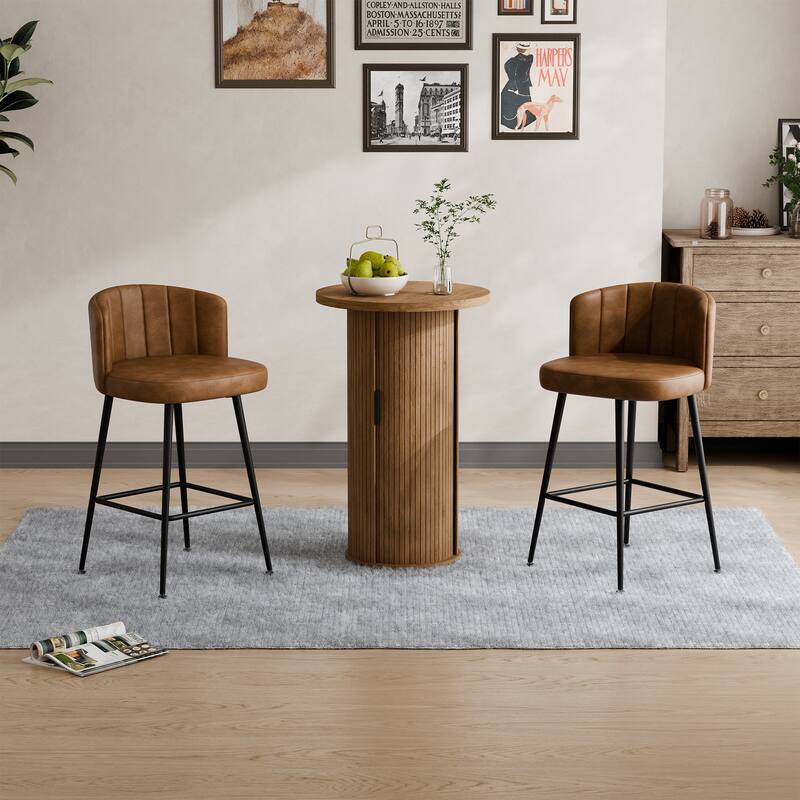 Swivel Upholstered Bar & Counter Stool Set with Metal Frame - 37" H X 19.7"W X 18.7" D