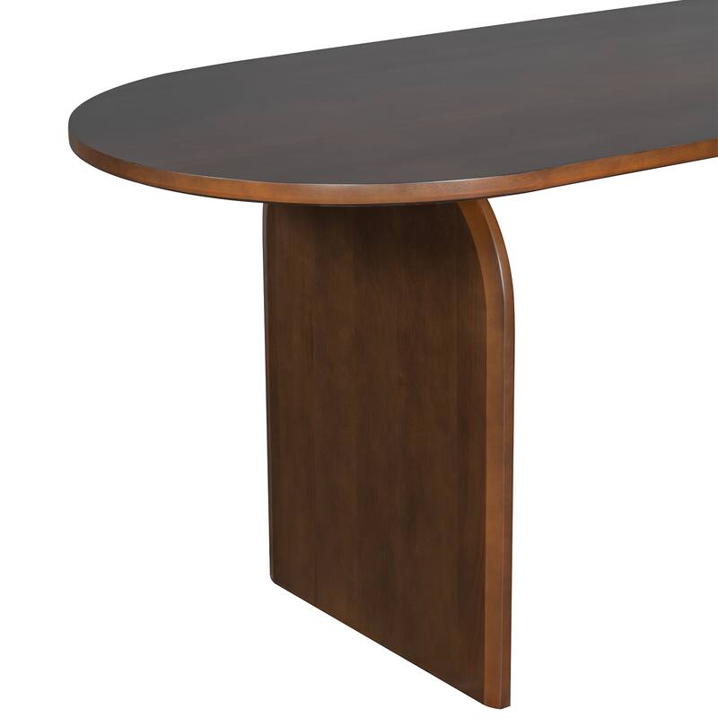 6 Piece Dining Table Set with Bench,Oval Kitchen Table Chairs Set for 6, Modern Style Dining Room Set