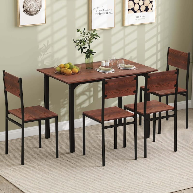 5-Piece Dining Table Modern Kitchen Table & Chairs Set w/ Metal Frame
