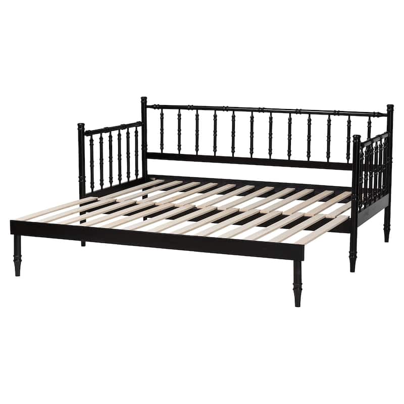 Marisela Twin-To-King Expandable Daybed - Wood Spindle Bed Frame with Bamboo-Inspired Posts, Modern Transitional Furniture