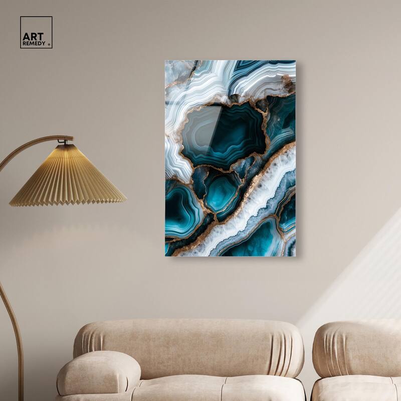 Teal Tectonic I Acrylic by Art Remedy, Ready to Hang