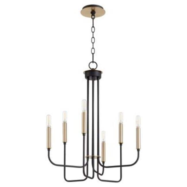 Quorum International Hope 6 Light 18" Wide Chandelier - Noir / Aged Brass