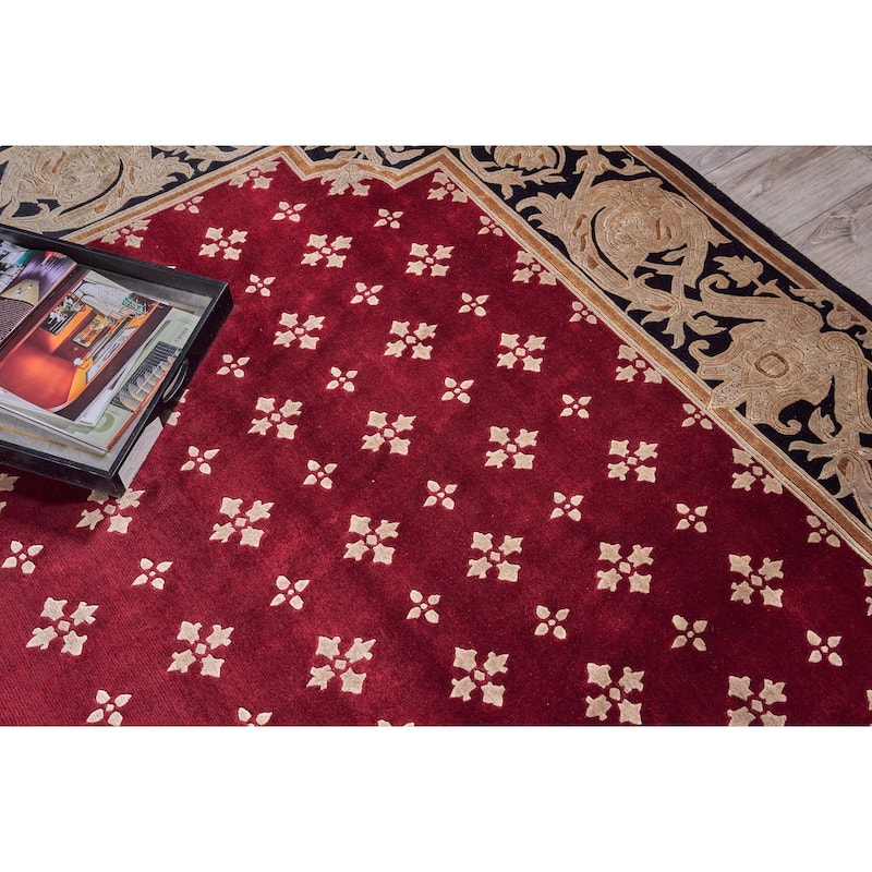 EXQUISITE RUGS ONE-OF-A-KIND Tibetan Weave Hand Knotted Red Rug - 9'1"x10'