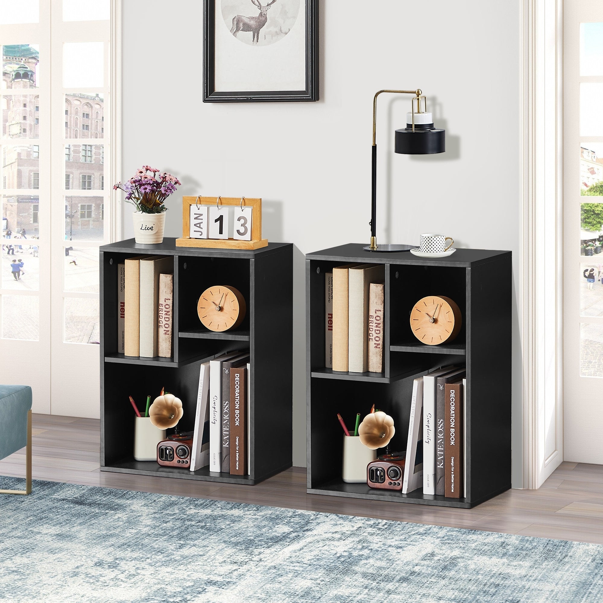 Bookshelves and Bookcases Set of 2 Floor Standing 3 Tier Display Storage Shelves Small Bookcase for Home Office Living Room On Sale Bed Bath Beyond 38354364