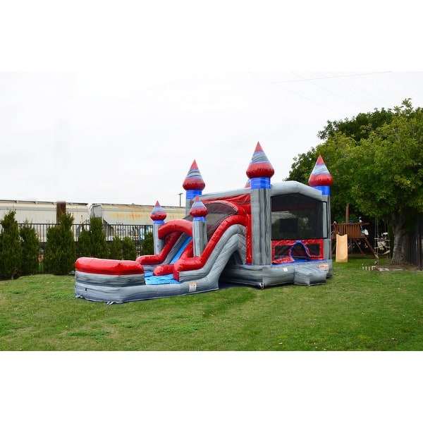 slide 2 of 5, JumpOrange Titanium Commercial Grade Bounce House Water Slide Combo with Attached Pool & Air Blower, Outfoor Inflatable for Kids Kids