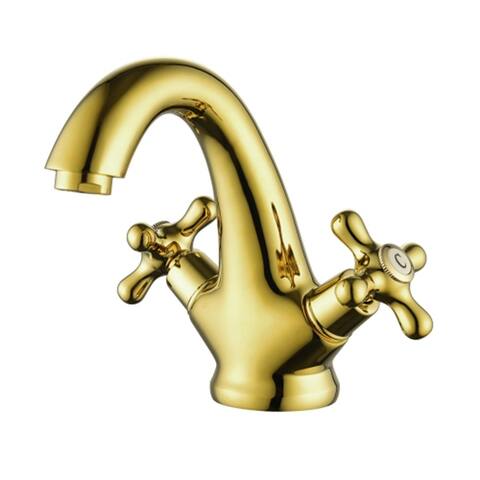 Bathroom Sink Faucet Antique Brass Single Hole Cold and Hot Double Handle