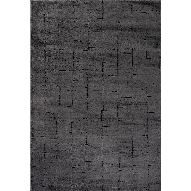 Horio Collection Transitional Abstract Area Rug - 5'3'' X 7'6'' - Anthracite/Black