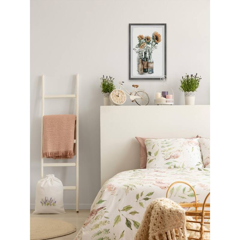 Sunflower Centerpiece Painting Print - Home Wall Art Decor - Framed Floral Picture for Living Room