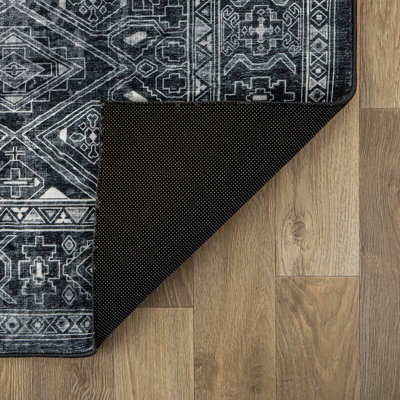 World Rug Gallery Transitional Bohemian Distressed Washable Non Slip Area Rug