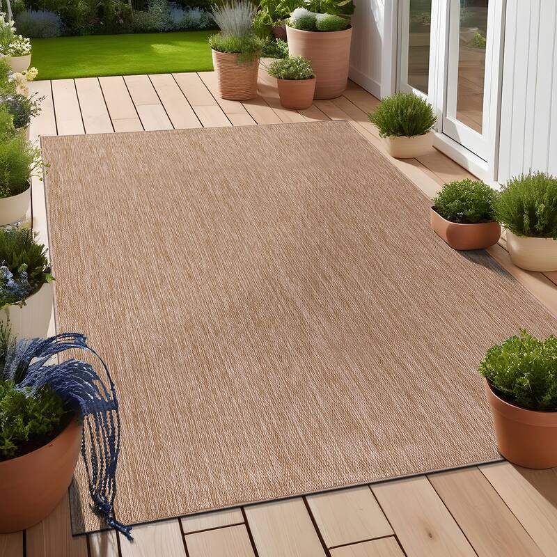 Aloha Washable Solid Indoor Outdoor Area Rug Patio Deck Living Room
