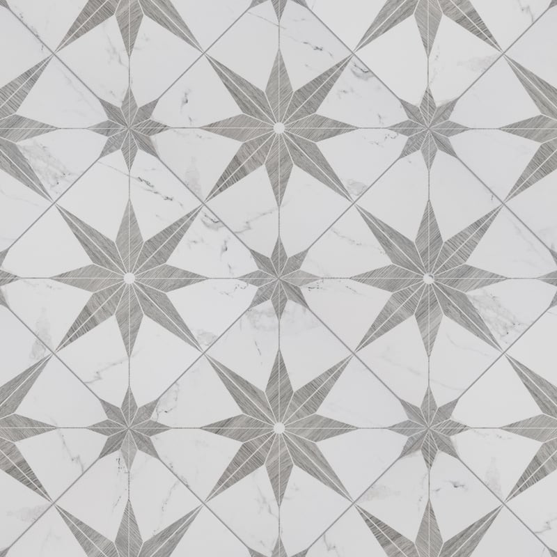 Merola Tile Llama Stella Loire Silver Smoke 9-3/4" x 9-3/4" Porcelain Floor and Wall Tile