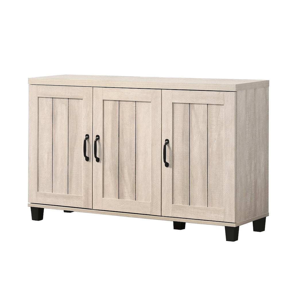 3 Doors Wooden Shoe Cabinet in Dusty Gray Oak