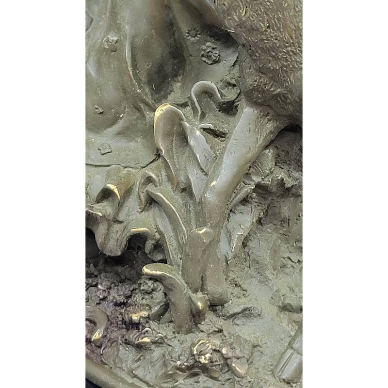 Bronze Girl Playing Flute With Deer On Marble Base By Aldo Vitaleh