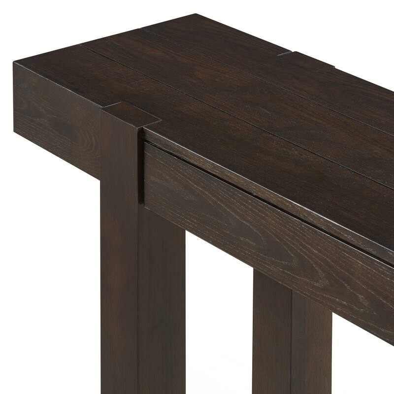 Rustic Minimalist Console Table with Hidden Drawer, Side Power Outlet,Wood Entryway Table for Entryways, Living Rooms