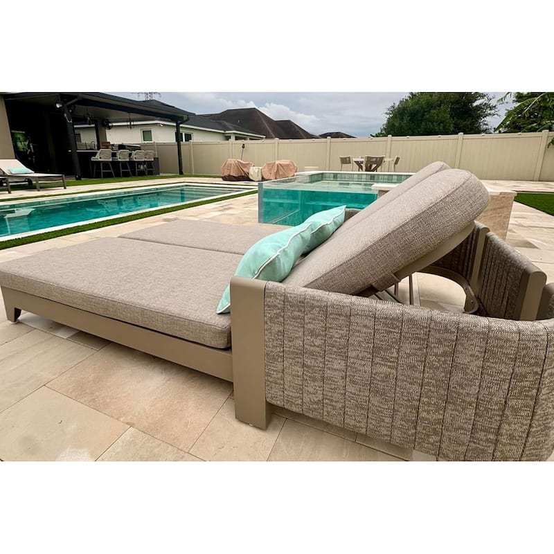 PURPLE LEAF Aluminum Adjustable Chaise Lounge with Cushion, Set of 2, for Poolside Sunbathing, Shale Color