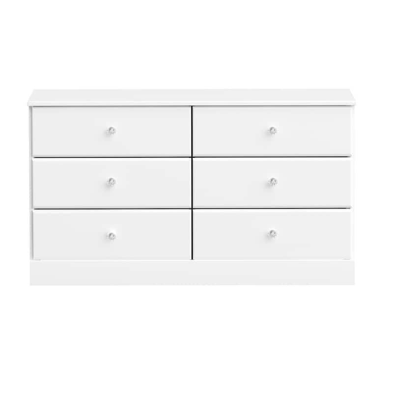 Prepac Astrid 6 Drawer Double Dresser for Bedroom, Wide Chest of Drawers, Bedroom Furniture,Traditional Furniture - Crystal White