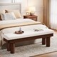 preview thumbnail 3 of 17, Upholstered Entryway Bench, Faux Shearling Padded Seat Shoe Bench, Bedroom Entrance Living Room End-of-Bed Accent Stool