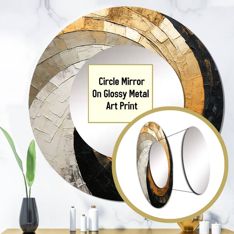 Designart "Beige Spiral Poteries I" abstract spirals Round Office Mirror - beige Modern Mirror For Wall Décor