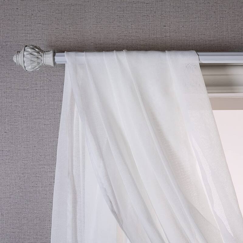 DriftAway Solid White Sheer Window Scarf Valance Long Luxury Sheer Fabric Topper Knife Edge
