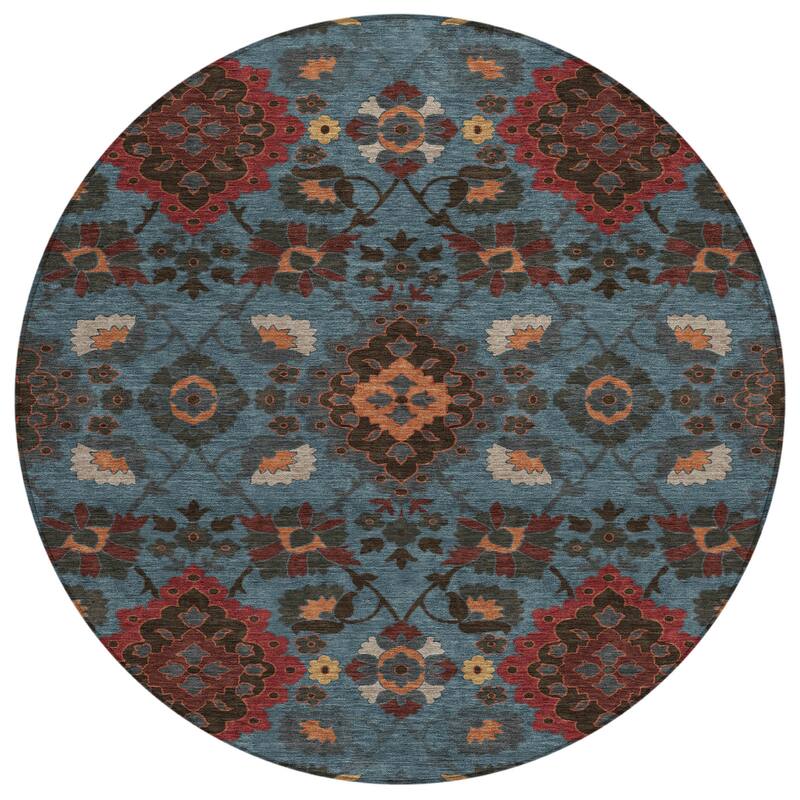 Machine Washable Indoor/ Outdoor Boho Traditional Chantille Rug