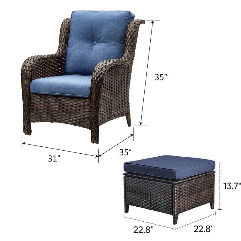 Gymojoy 4-Piece Outdoor Wicker Patio Furniture Chair Set, Rattan Coversation Set with Water Resistant Thick Cushions