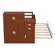 preview thumbnail 24 of 46, Twin Size Wood Platform Bed with Sample Bookshelf and Movable Wardrobe,with Built-in Trundle Bed