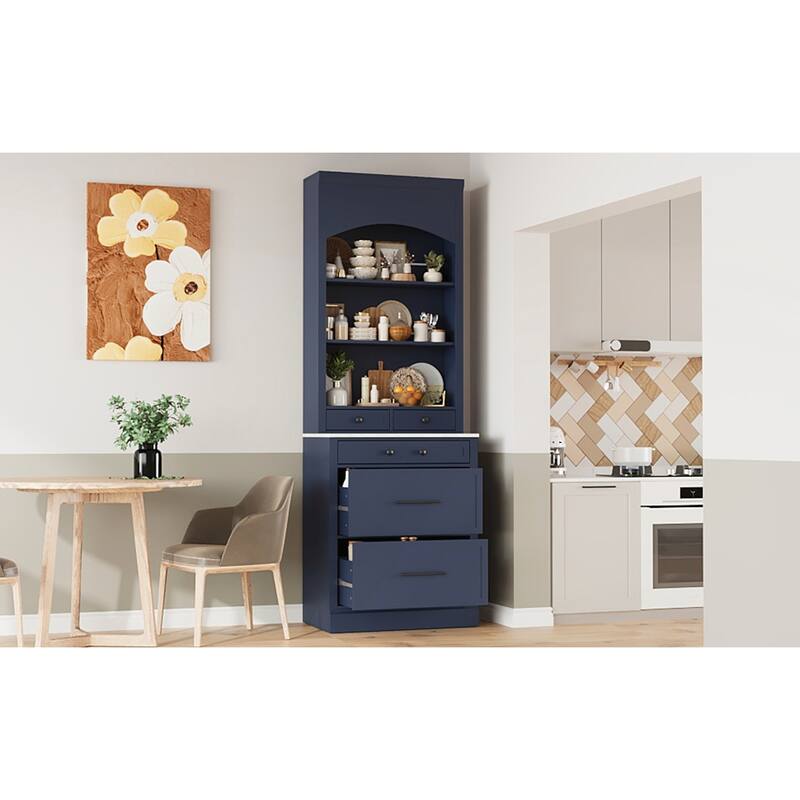Modern 83.7inch High Kitchen Pantry - Blue