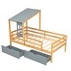 preview thumbnail 6 of 16, Twin Size House Low Loft Bed with Two Storage Drawers,Fence and Sturdy Pine Frame