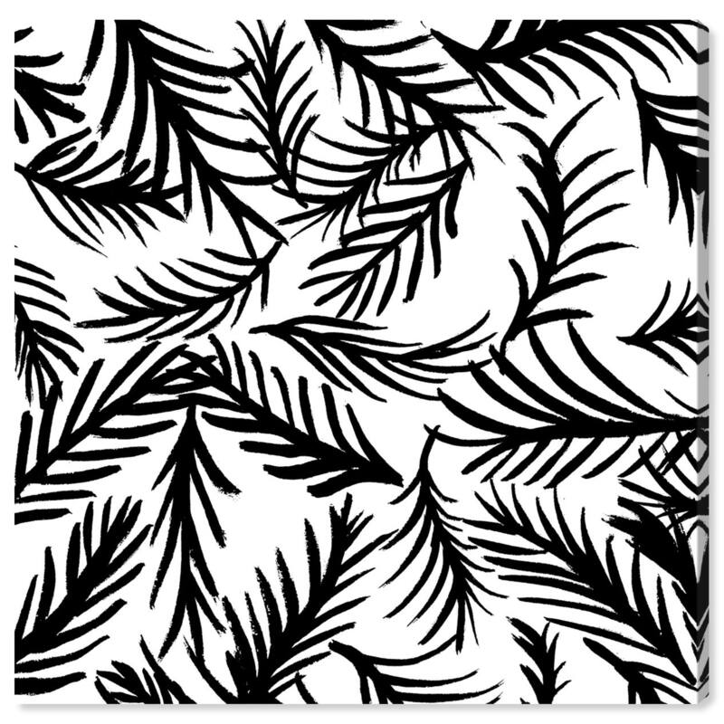 Wynwood Studio Canvas Floral and Botanical Palmera Pattern Black and Modern & Contemporary Wall Art Canvas Print