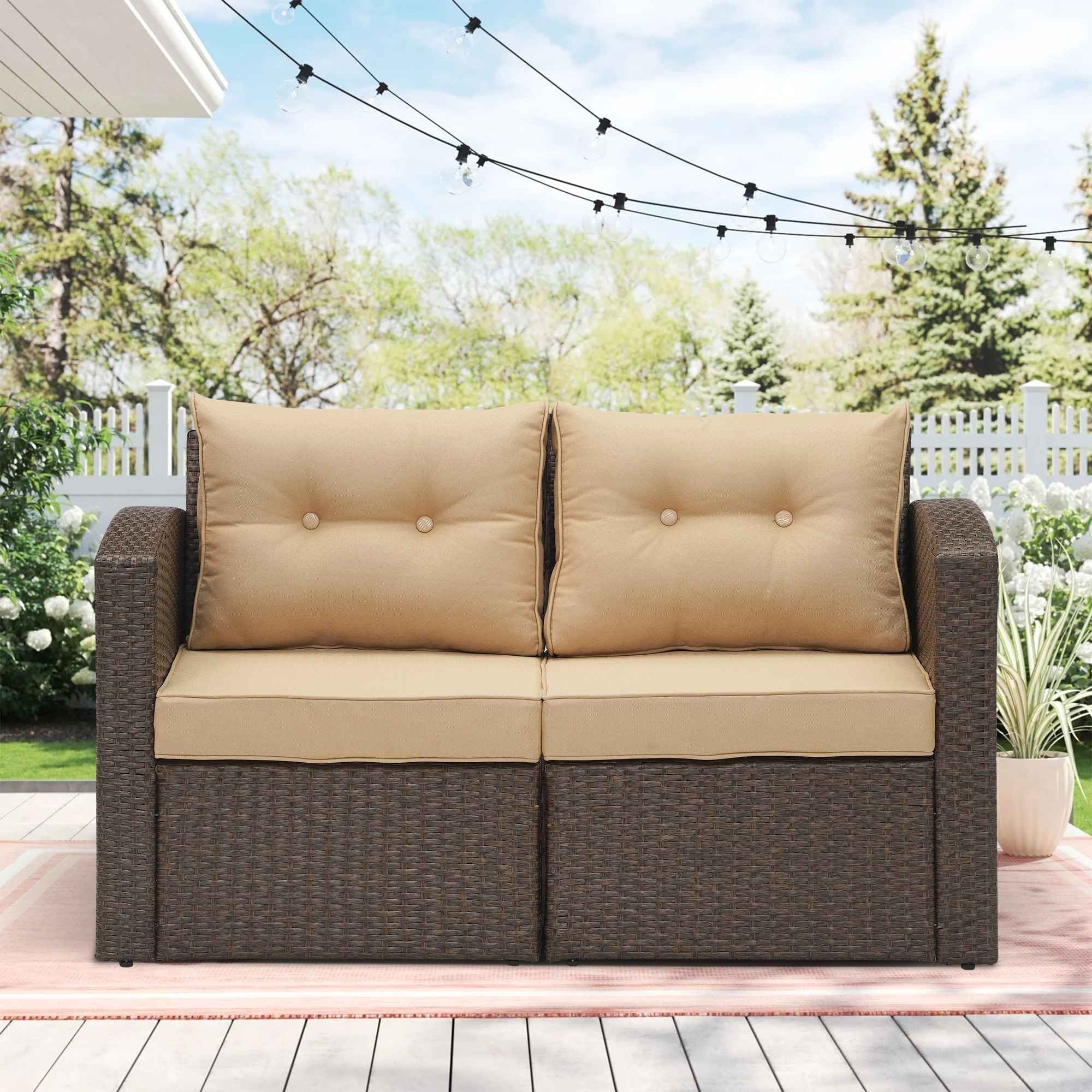 Wilson & fisher shadow creek all weather wicker deals cushioned loveseat