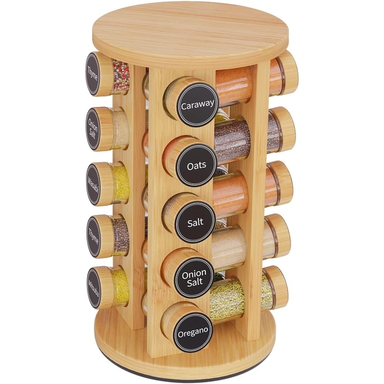 16 Jar Revolving Countertop Spice Rack with Pour Caps and Spices Bed Bath Beyond 40663285