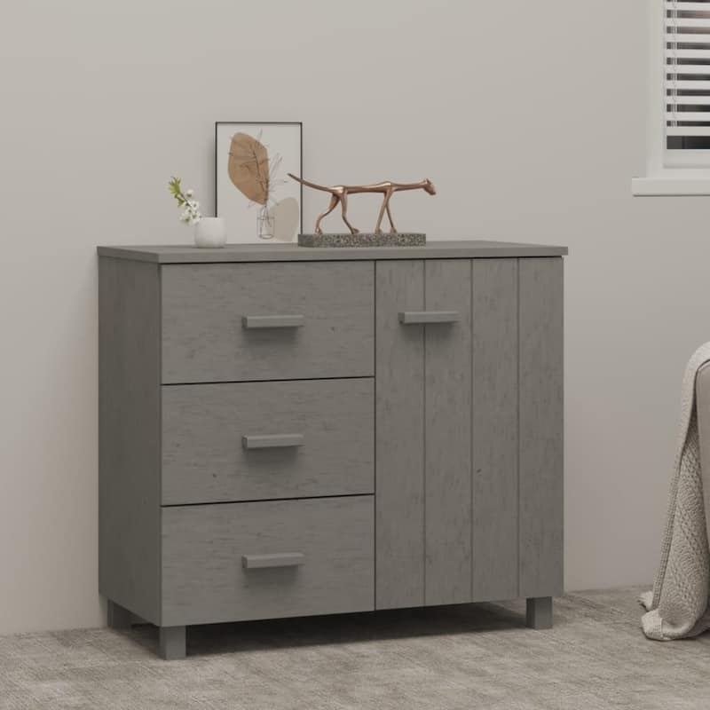 vidaXL Sideboard Buffet Cabinet with Storage for Kitchen HAMAR Solid Pinewood - 35.4"x15.7"x31.5" - Light gray