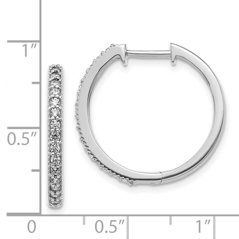 Curata 14k White Gold Diamond Milgrain Hoop Earrings - 20x21mm Wide 2mm Thick