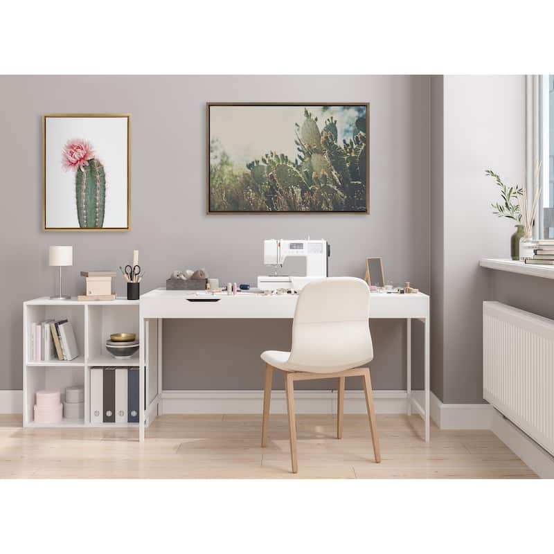 Kate and Laurel Sylvie Desert Pear Cactus Framed Canvas by Laura Evans