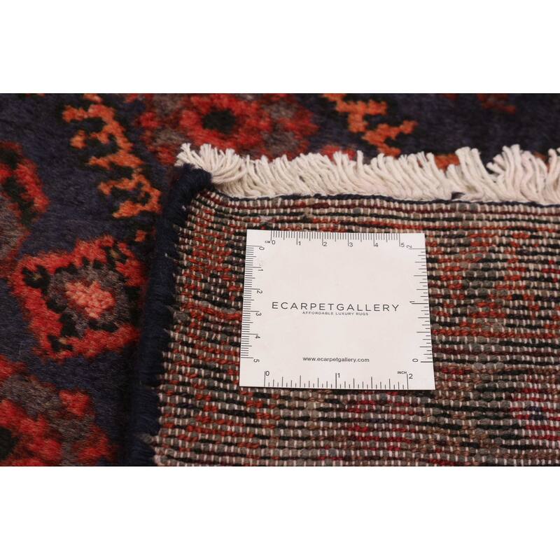 Andelz Navy, Red Rug 3'7" x 11'7" - 3'7 x 11'7