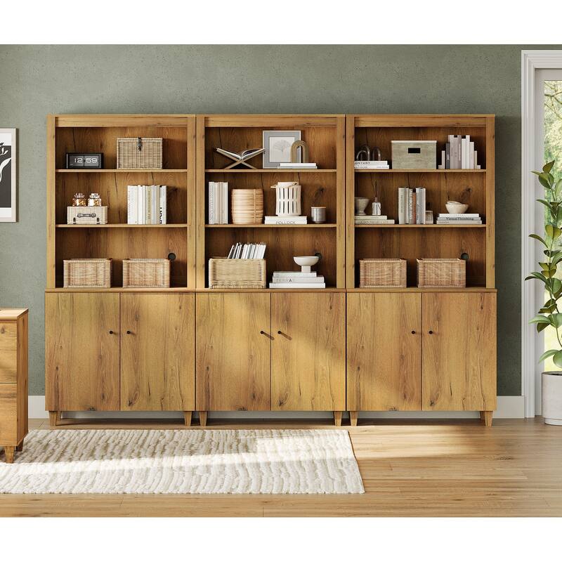 WAMPAT 71" Tall Bookcase with 3 Column Modern 5-Tier Bookshelf for Home Office