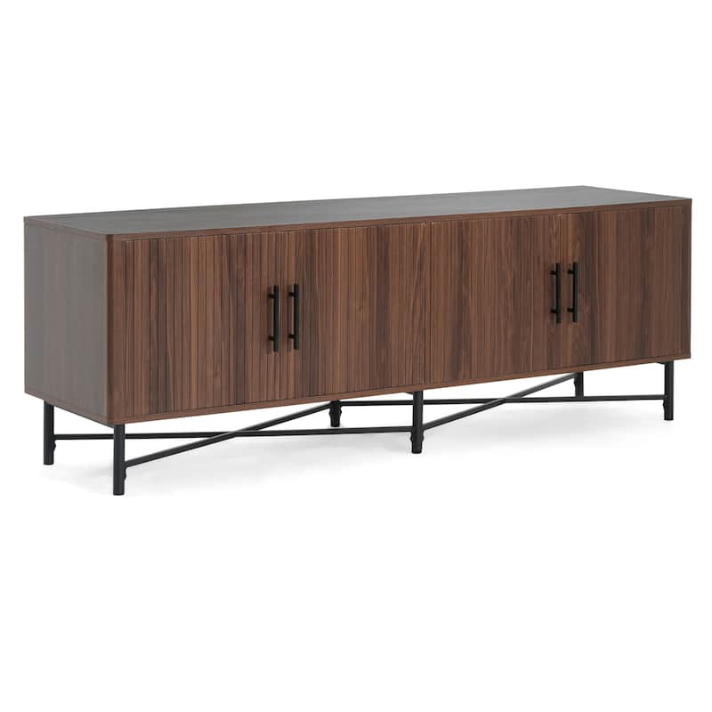 66" Stylish TV Stand, Entertainment Center with Adjustable Shelf, Wood TV Console with 2 Cabinets, Media Console for Living Room