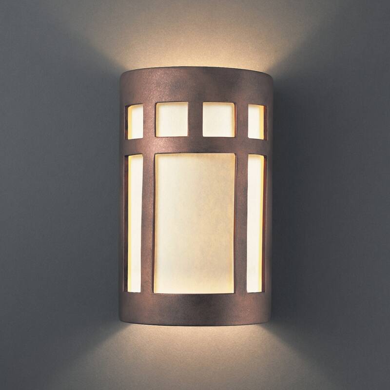 Justice Design Group Ambiance Small Prairie Window Antique Copper Open Top & Bottom Wall Sconce