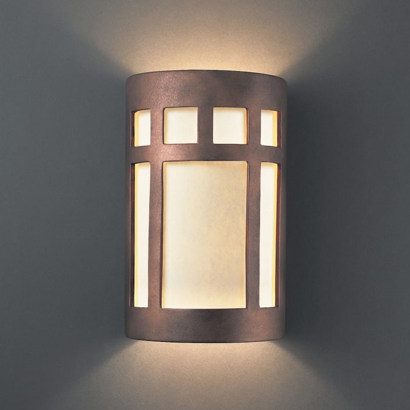 Justice Design Group Ambiance Small Prairie Window Antique Copper Outdoor Closed Top & Bottom Wall Sconce