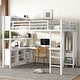 preview thumbnail 16 of 50, All-in-One Metal Loft Bed with L-Shaped Desk & Wardrobe, Bedrooms Bed Frame with Storage Cubes, Shelves, Full-Length Guardrails