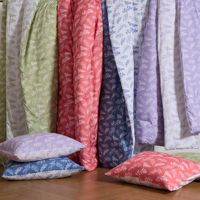 Empyrean 7 Pc Botanical Comforter Set with Sheets, Soft Breathable Lightweight Bedding Bag