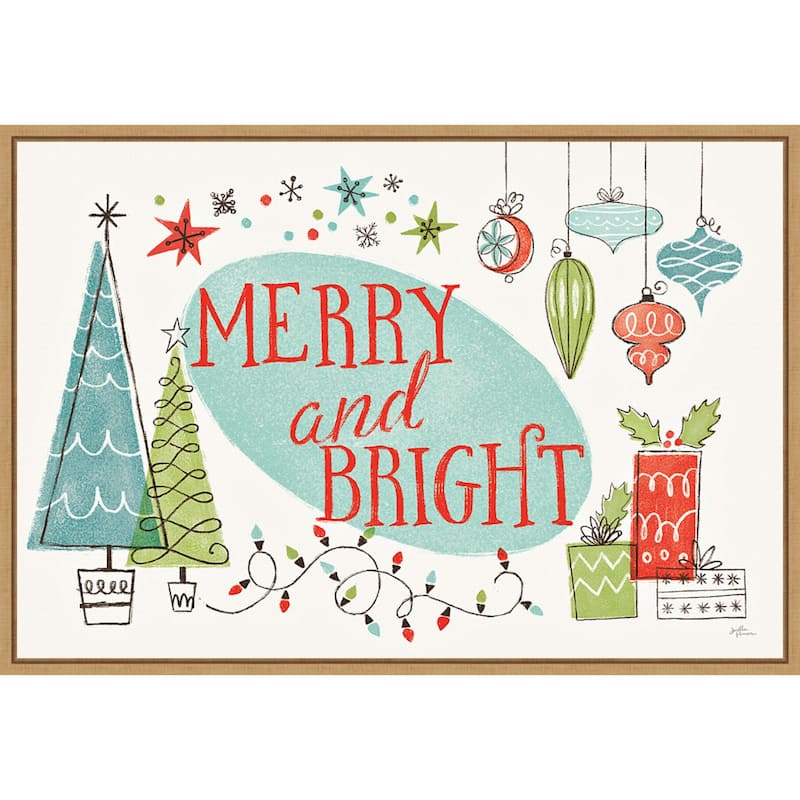 Merry and Bright Christmas Tree by Janelle Penner Framed Canvas Wall Art