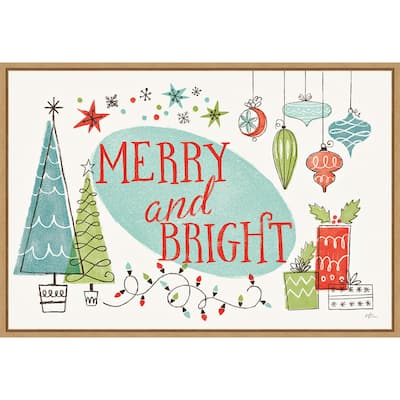 Merry and Bright Christmas Tree by Janelle Penner Framed Canvas Wall Art