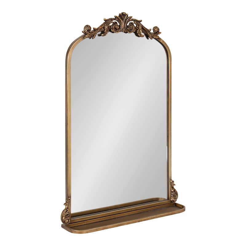Kate and Laurel Arendahl Traditional Arch Mirror with Shelf - 21x32 - Gold