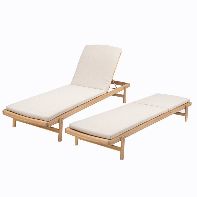 Christopher Knight Home - Emilio Outdoor Comfort Mallorca Acacia Wood Chaise Lounge Set with Cushions
