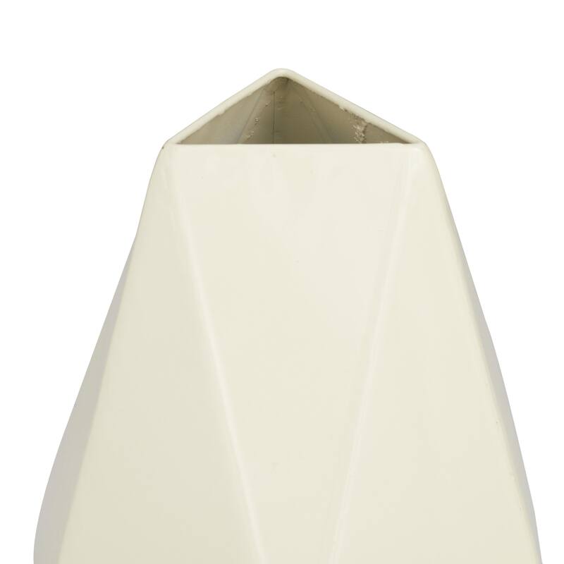 Metal Geometric Decorative Vase - Set of 2 Yellow, Cream, Blue, White - CosmoLiving by Cosmopolitan