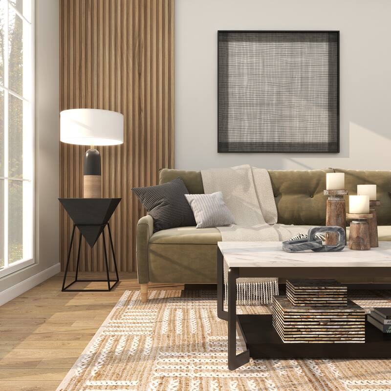 Minimalist Wood Inverted Pyramid Geometric Accent Table with Metal Stand - White or Black