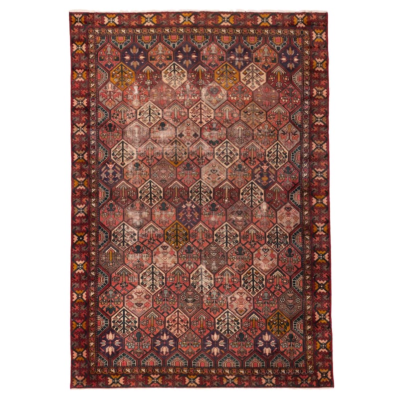 ECARPETGALLERY Hand-knotted Kayseri Vintage Red Wool Rug - 6'4 x 9'0